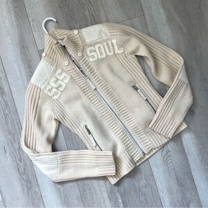 Triple Five Soul Sweater y2k wool angora full zip womens Cream (xsmall) vintage